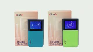 ESunFi Mobile eSIM Hotspot Router 4G 5G WiFi66E 24586GHz WiFi Triband AX3600 Travel SHFiEL62 [upl. by Teyugn]