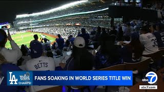 Fans at Inglewoods Cosm celebrate Dodgers World Series win [upl. by Stokes]