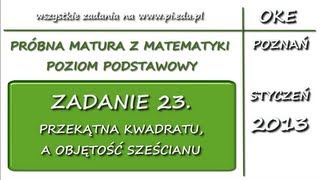 Zadanie 23 Matura próbna styczeń 2013 PP Stereometria [upl. by Eserahs303]