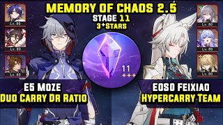 E5 Moze F2P Team amp E0 Feixiao Hypercarry 3 Stars Memory Of Chaos 11 Honkai Star Rail 25 [upl. by Cleo957]