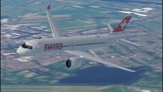 Infinite Flight Global Amsterdam 🇳🇱— Zurich 🇨🇭 SWISS New Airbus A220 [upl. by Ahsieuqal137]