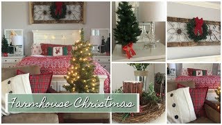 CHRISTMAS BEDROOM SET UP  Farmhouse Style  2017 [upl. by Bedell]