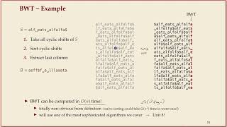 COMP526 Fall 2023 59 §59 The Burrows Wheeler Transform [upl. by Arlo668]