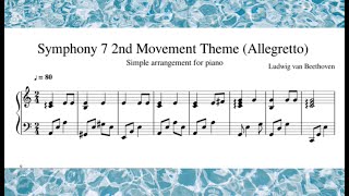 Beethoven Symphony 7 2nd Movement Allegretto Simple Piano arrangement [upl. by Kared382]