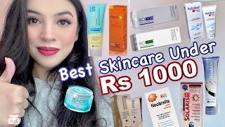 BEST AFFORDABLE SKINCARE UNDER RS 1000 Cleansers Moisturizers  Vitamin C  Glycolic Acid amp More [upl. by Jumbala467]