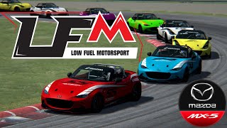 Assetto Corsa Low Fuel Motorsports  Mazda MX5Cup  Lime Rock Park  Reversed Grid Challenge [upl. by Riesman285]