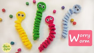 How to Crochet Worry Worm Beginners Crochet Tutorials  Lemon Crochet💛 [upl. by Cornell]