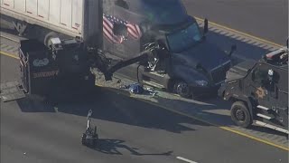 SWAT team pulls driver out of big rig after chase hourslong standoff Houston [upl. by Filippo284]