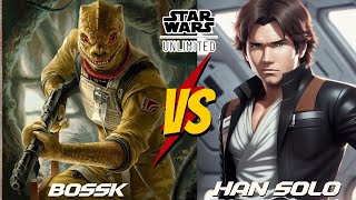 Star Wars Unlimited Gameplay Bossk VS Han Solo [upl. by Jameson]