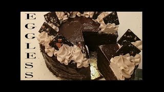 Best EGGLESS Dark Chocolate Cake recipe with curd  EGGLESS Chocolate Truffle Cake with coffee [upl. by Eceinhoj]