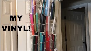 MY VINYL COLLECTION AND HOW I ORGANIZE IT CRICUT VINYL  HTV  ORACAL 651 [upl. by Gona]