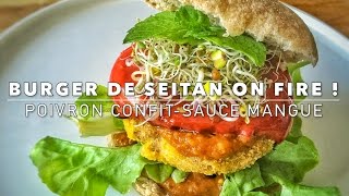 Burger de seitan on fire   Vegan burger [upl. by Maril]