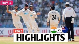 India vs New Zealand 3rd Test Match DAY 3 Highlights  IND vs NZ Test Highlights [upl. by Arodoeht]