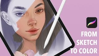 How to color your sketch in Procreate tutorial by Haze Long [upl. by Akisey]