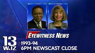 WJZTV Baltimore  Eyewitness News at Six Newscast Close  19931994  WJZ 13 [upl. by Ahsiniuq]