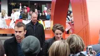 Divergent stars Shailene Woodley and Theo James posing with fans at Today Show [upl. by Ynez155]