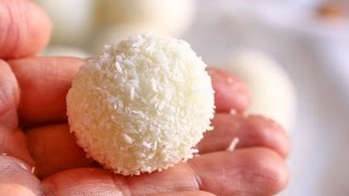 3Ingredient Raffaello Coconut Balls Recipe  Happy Foods Tube [upl. by Leinehtan]