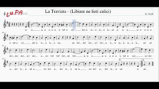 La traviata Libiam ne lieti calici  Flauto  Note  Spartito  Karaoke  Instrumental  Canto [upl. by Nnylarac247]