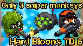 Only 3 sniper monkeys Hard Bloons TD 6 [upl. by Rhoads561]