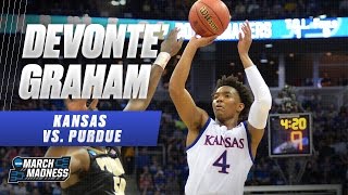 Purdue vs Kansas Devonte Graham hits 5 threes 26 points [upl. by Dyoll]