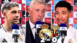 REACCIONES DE BELLINGHAM ANCELOTTI Y VALVERDE  REAL MADRID 2X0 VILLARREAL [upl. by Ainniz]