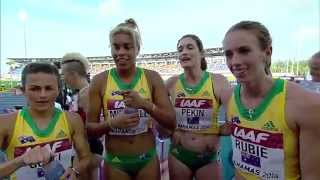 IAAF World Relays Bahamas 2014  Mixed Zone 4 Lap Race Autralia Women Final B [upl. by Felise665]