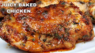 Youll Never Bake Chicken Thighs Any Other Way  Juicy OVEN Baked Chicken [upl. by Llemrej621]