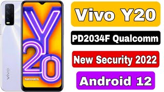 Y20 Screen Lock PD2034F New Security 2022 All Vivo Android 12 Pattern Lock Open 2022 [upl. by Zeena147]