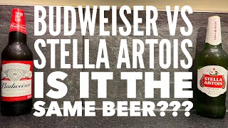 Is It The Same Beer Budweiser Lager Beer Vs Stella Artois Lager Beer  UK Brewed Lager Beer Review [upl. by Lynnworth127]