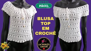 ☀️ BLUSA TOP em CROCHÊ Perfeito para o Verão Decote Infinito Tamanho M Passo a Passo Fácil Rápido [upl. by Farmer]