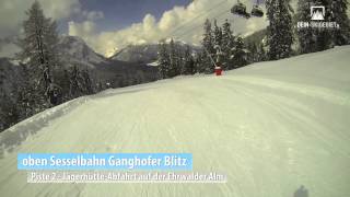 Skigebiet Ehrwalder Alm Kamerafahrt JägerhütteAbfahrt Piste 2 [upl. by Broddy658]