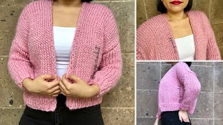 Chunky Suéter  Cardigan a Dos Agujas  Oversized  Tricot  Diestra [upl. by Noeled]