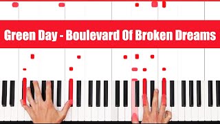 Boulevard Of Broken Dreams Green Day Piano Tutorial Easy Chords [upl. by Arihay]