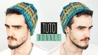 TUTO comment faire un bonnet au crochet pour homme facile [upl. by Lytsirhc]