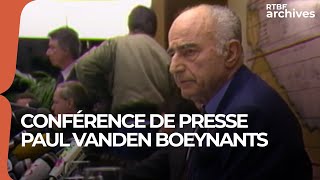 Paul Vanden Boeynants  la conférence de presse en 1989  RTBF Archives [upl. by Eedya569]