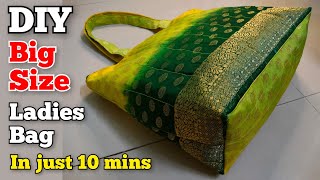 BIG SIZE  Ladies handbag making at home  Handbag cutting and stitching  Tote bag tutorial  Bags [upl. by Leola]