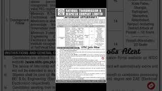 National Transmission amp Despatch Company Limited NTDC Internship Opportunity 2024 watch job [upl. by Yllil898]