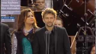 Jonas Kaufmann Anna Netrebko Ildar Abdrazakov and Thomas Hampson in München wishing well to Dmitri [upl. by Narad]