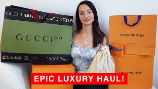 3 LOUIS VUITTON BAGS UNBOXING 😮 GUCCI X THE NORTH FACE amp MORE LUXURY HAUL [upl. by Balmuth]