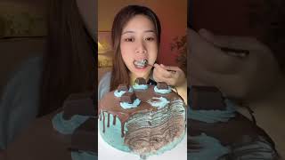 Crepe cake🎂 mukbang crepecake mintchocolate cake food eatingsounds asmr cr kwaii app [upl. by Ynoble]