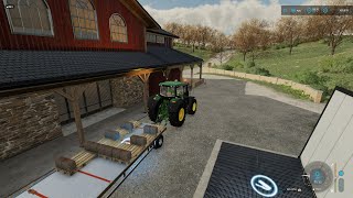 FS 22 Elmcreek 43  Selling Eggs Delivering Wool to the Spinnery Pallet Autoload Trailer [upl. by Lebyram407]