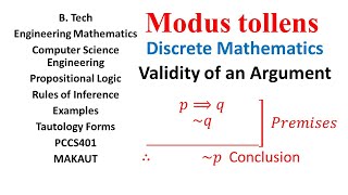 Modus tollens  Rules of Inference  Propositional Logic  Discrete Mathematics  Valid Argument [upl. by Kubetz]