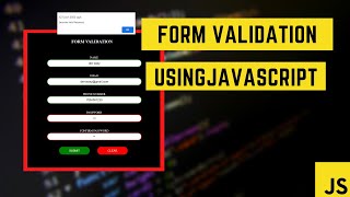 FORM VALIDATION  JAVASCRIPT [upl. by Notlok]