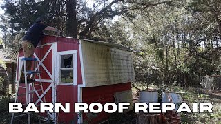 Reparing the barn ROOF after a TREE fell on it [upl. by Deutsch800]