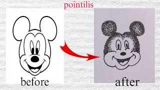 Minkey Mouse Image Pointillist Technique  Step By Step [upl. by Tony777]