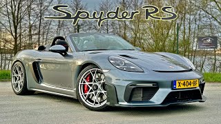 Porsche 718 Spyder RS  REVIEW on Autobahn [upl. by Anifad741]