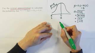 Normal Approximation of the Binomial Distribution example 1 [upl. by Anahsar605]