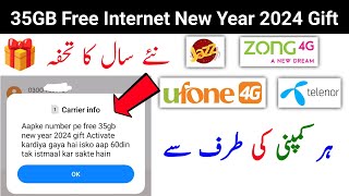 35GB Free Internet New Year Gift 🎁 For All Network  Free internet code 2024  Zong Technical [upl. by Symer746]