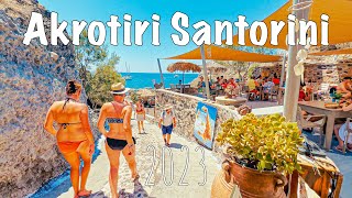 Akrotiri Santorini also drive and walk to the RED BEACH Greece 2023 [upl. by Adnohs]