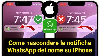 Come nascondere le notifiche dei nomi su iPhone  Nascondi il nome sulla notifica di WhatsApp iPhone [upl. by Eatnuahs]